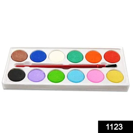 1123 Painting Water Color Kit - 12 Shades And Paint Brush (13 Pcs) - Zidbik