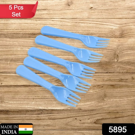 5895  Reusable Premium Heavy Weight Plastic Forks Party Supplies One Size Plastic 5pc Serving Fork Set For Kitchen Travel Home (5pc) - Zidbik