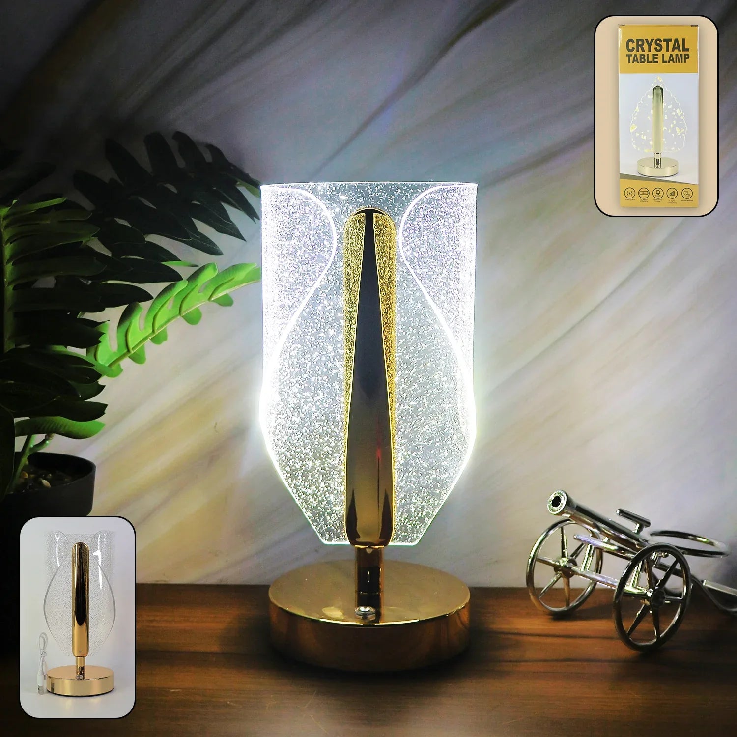 Luxury Crystal Table Lamp With Usb Charging (1 Pc) - Zidbik