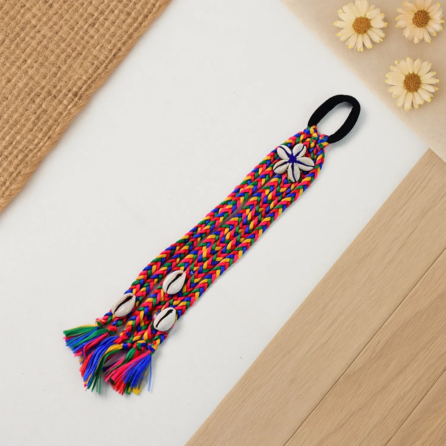 Traditional Multicolor Braided Hair Accessory Stylish Kodi String Bow (1 Pc) - Zidbik