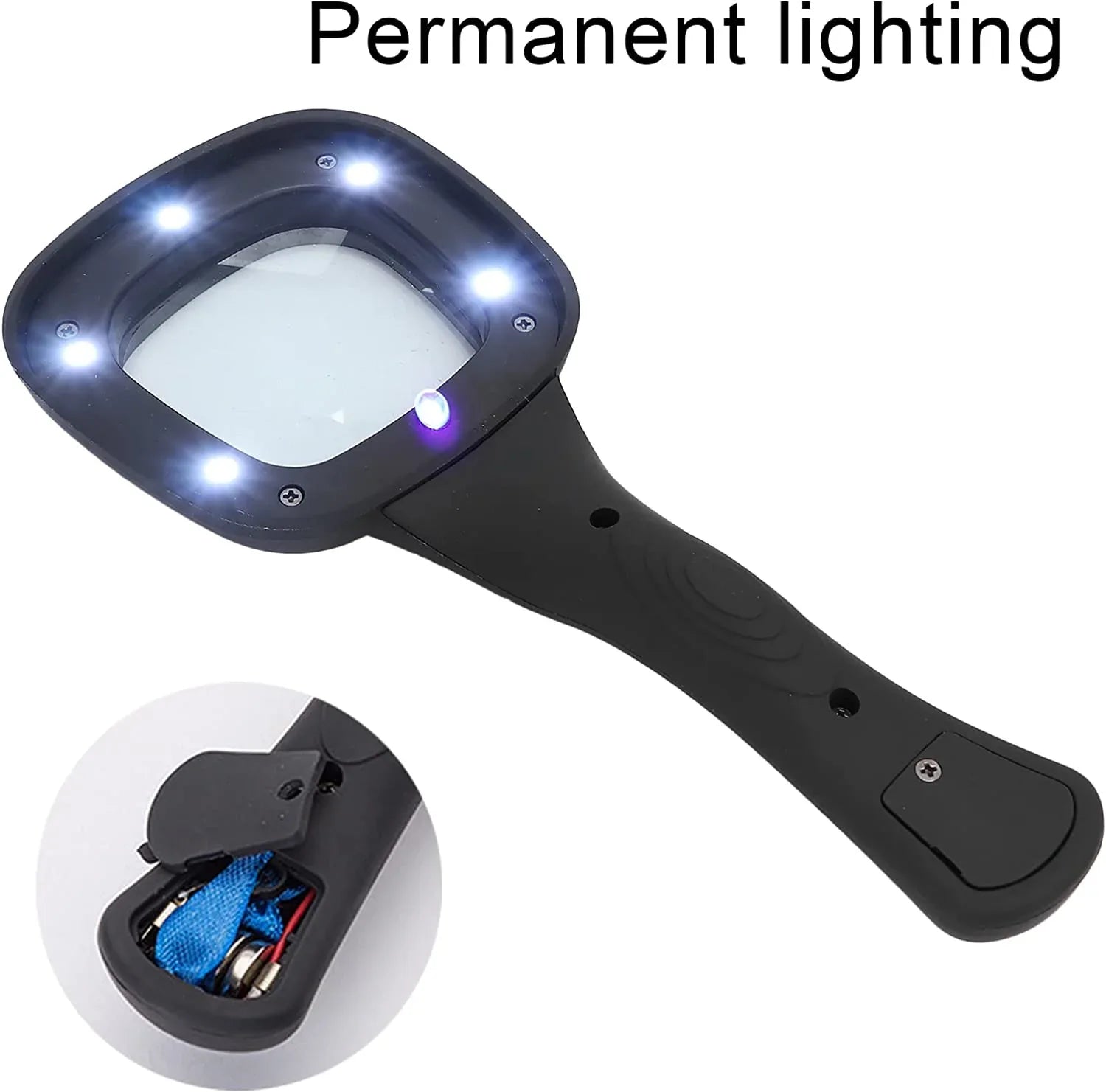 1607 Handheld Magnifying Glass 6 Led Illuminated Lighted Magnifier For Seniors Reading Soldering Inspection Coins Jewelry Exploring - Zidbik