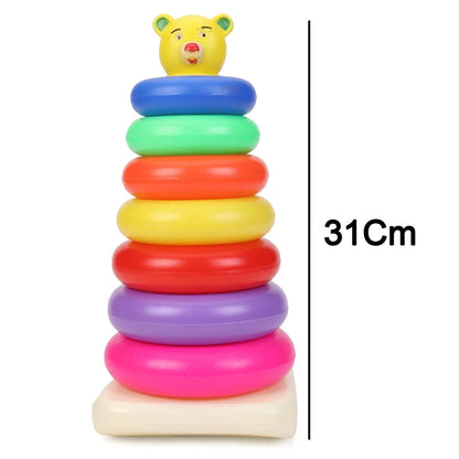 8016 Plastic Baby Kids Teddy Stacking Ring Jumbo Stack Up Educational Toy 7pc - Zidbik