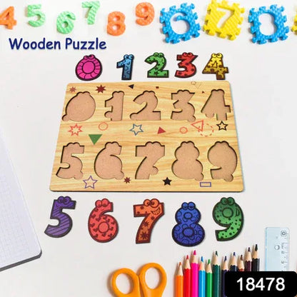 Wooden Number Puzzle Learning Educational Board (1 Set 2820 Cm) - Zidbik