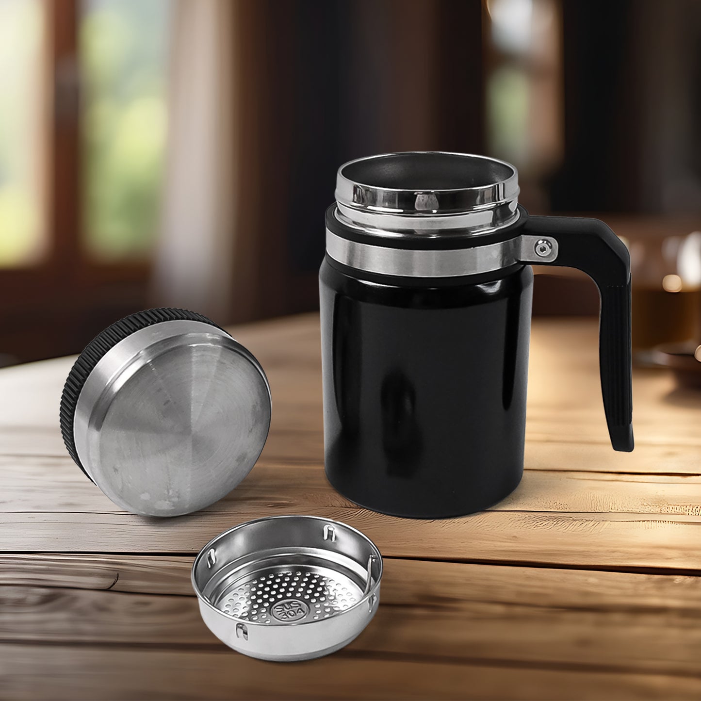 Stainless Steel Vacuum Cofee Cup With Non Slip Scalding (600ml Approx) - Zidbik