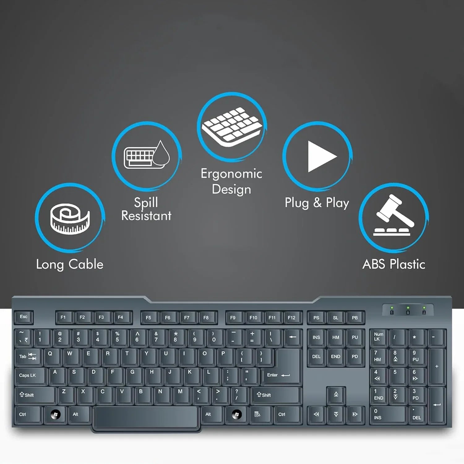 Wired Usb Keyboard 104 Keys (1 Pc) - Zidbik