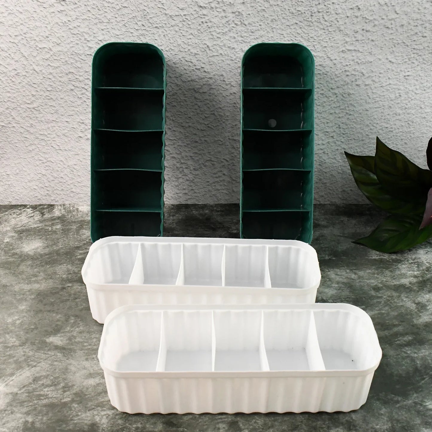 236 5-compartments Sockshandkerchiefunderwear Storage Box Socks Drawer Closet Organizer Storage Boxes (Pack Of 4) - Zidbik