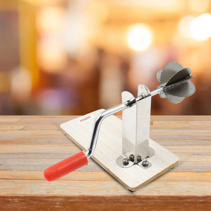 Stainless Steel Coconut Scraper With Wooden Base (1 Pc) - Zidbik