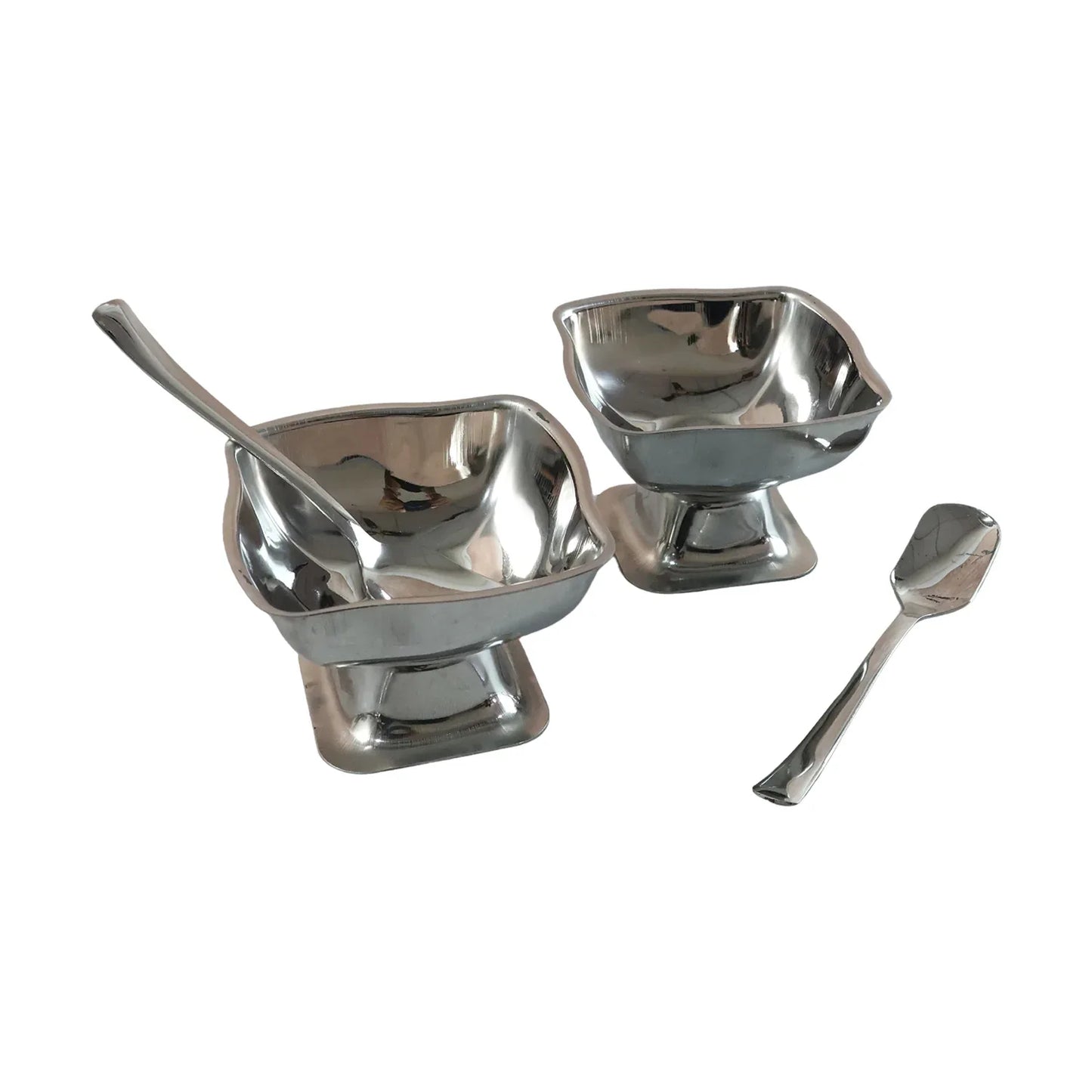 Premium Stainless Steel Ice Cream Cup With 6 Spoon Set (6 Pc Set) - Zidbik