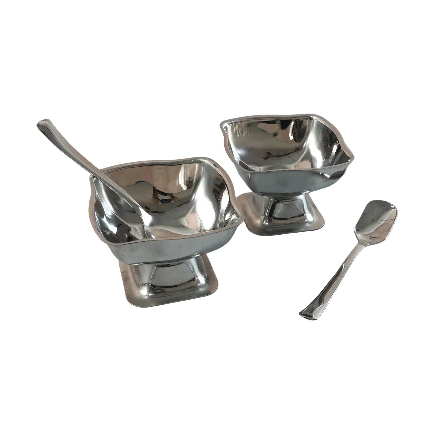 Premium Stainless Steel Ice Cream Cup With 6 Spoon Set (6 Pc Set) - Zidbik
