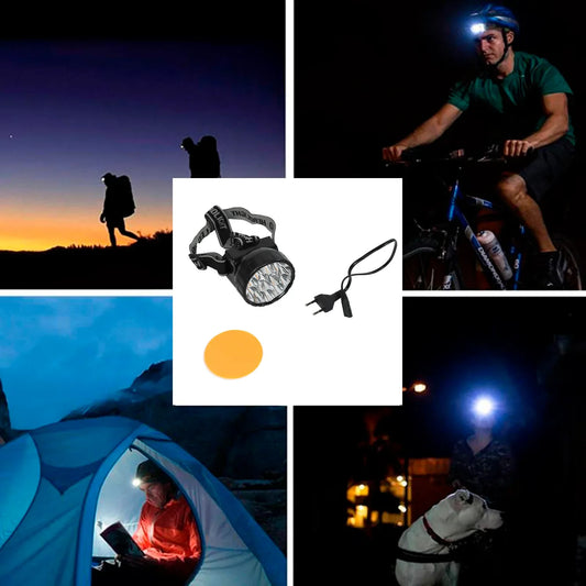 7517 Head Lamp 15 Led Long Range Rechargeable Headlamp Adjustment Lamp Use For Farmers Fishing Camping Hiking Trekking Cycling - Zidbik
