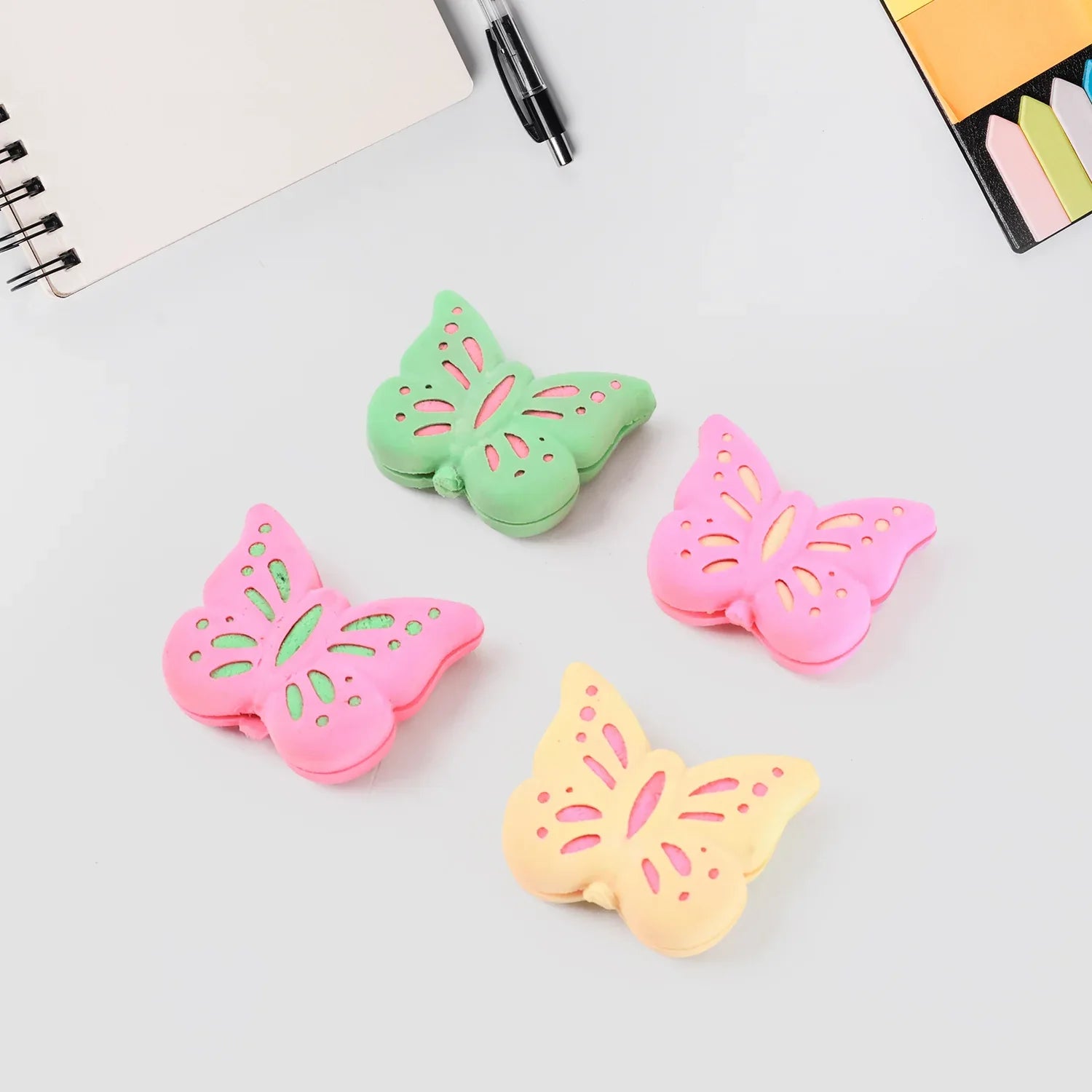Butterfly Shape Eraser Rubber (25 Pc Mix Colour Design) - Zidbik