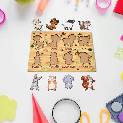 Wooden Animal Puzzle Learning Educational Board (1 Set 2820 Cm) - Zidbik