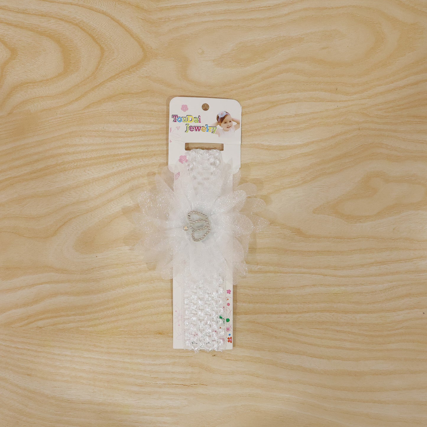 Soft Elastic Baby Hair Headband With Crown Flower Design (1 Pc)