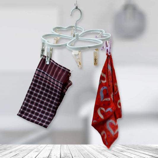 6919b Heart Shape Clothe Spin Rack Laundry Drying Rack Clothes Hangers With 8 Clips Clip Hanger Drip Hanger For Drying Underwear Baby Clothes Socks Bras Towel Cloth Diapers Gloves - Zidbik
