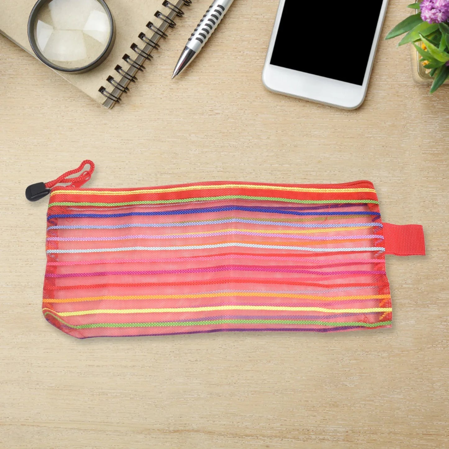 Transparent Zippered Nylon Mesh Multi Purpose Pouch Purse - Zidbik
