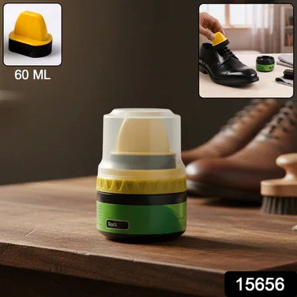 Black Shoe Polish Cream With Built-in Sponge Applicator (60 Ml Approx) - Zidbik