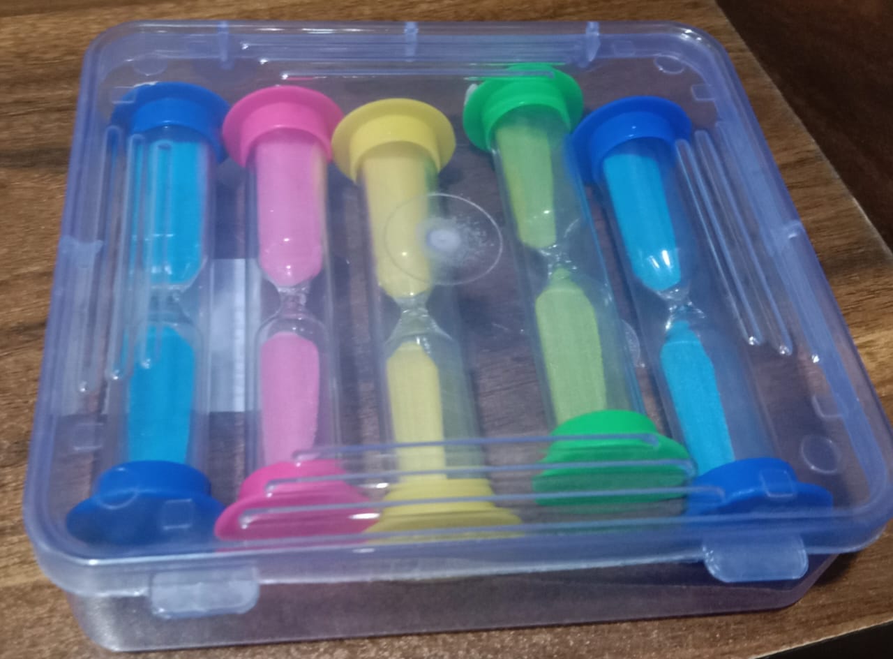 8756 Sand Timer Plastic Hourglass Sand Glass Toy Sand Clock For Kitchen Office School And Brushing Teeth For Bathroom Timer Clock Children Hourglass Sand Glass Toothbrush Household Sand Clock (3 Min Approx  5 Pc) - Zidbik