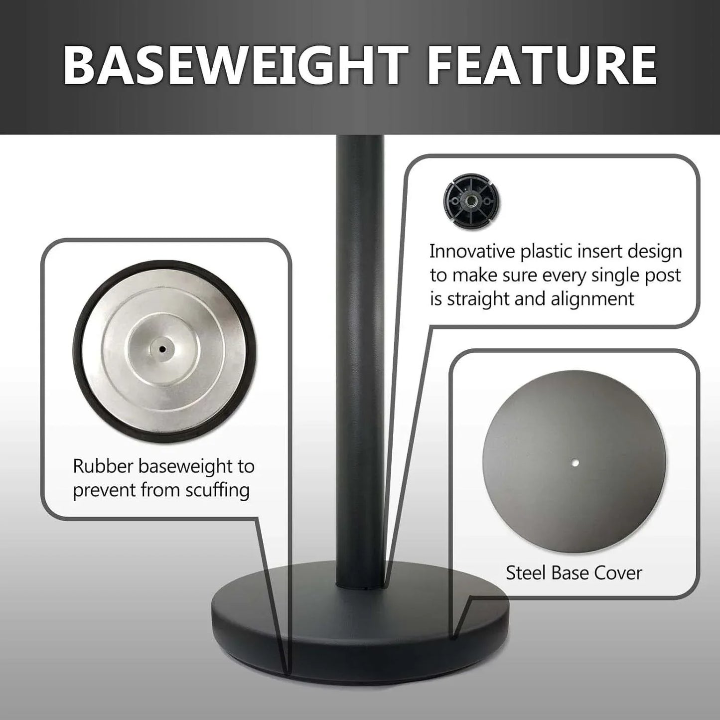 Heavy Duty Retractable Belt Crowd Control Pole With Sturdy Base 1 Pc - Zidbik