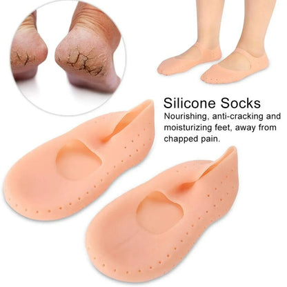 6037 Anti Crack Silicone Gel Foot Protector Moisturising Socks - Zidbik