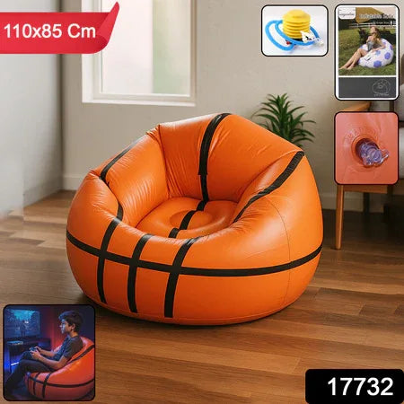 17732 Football Sofa Cartoon Style Inflatable Folding Chair Soccer Ball Chair Inflatable Sofa For Adults Kids Size 110cm X 85cm - Zidbik