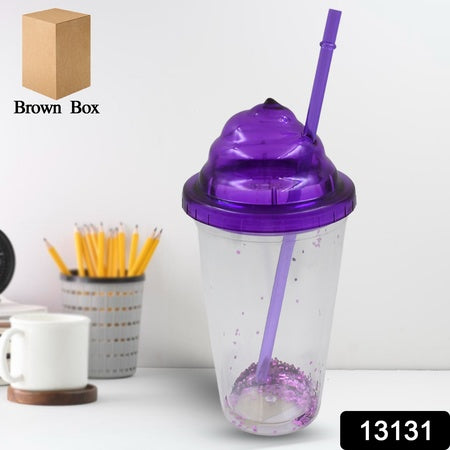 13131 High Quality Plasticcreative Cold Drink Cup  Tumble Reusable Tea Coffee Tumbler With Lid And Straw Double Wall Plastic Drinking Sport Bottletravel Tumbler (1 Pc  Mix Color) - Zidbik