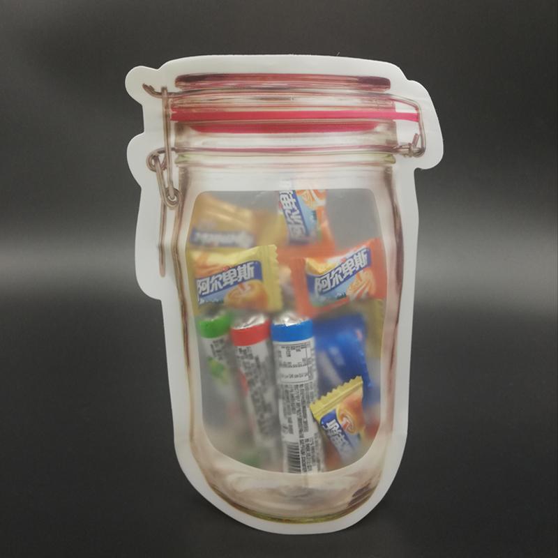 1074 Reusable Airtight Seal Plastic Food Storage Mason Jar Zipper (500ml) - Zidbik