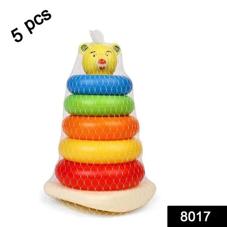 8017 Plastic Baby Kids Teddy Stacking Ring Jumbo Stack Up Educational Toy 5pc - Zidbik