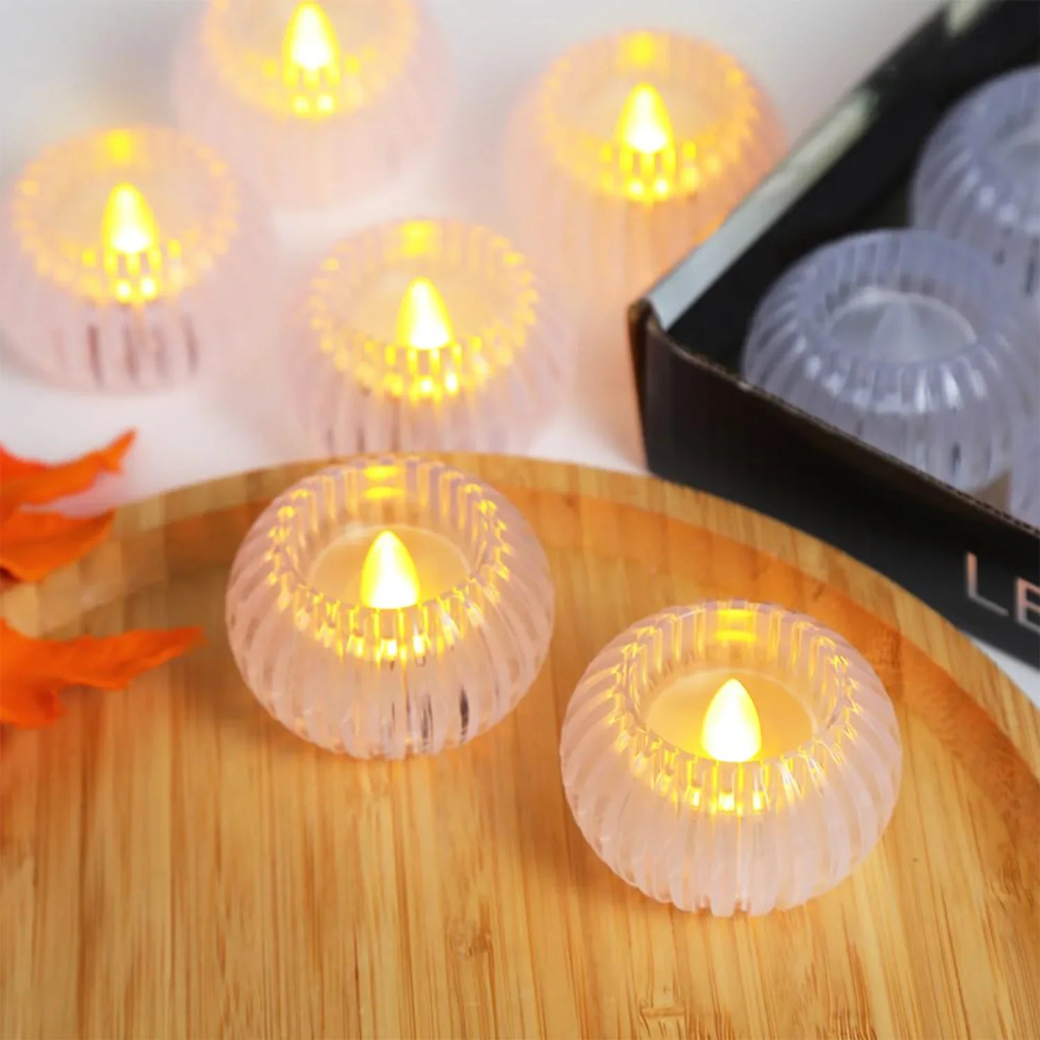Set Of 12 Led Crystal-effect Flameless Smokeless Decorative Candles - Zidbik