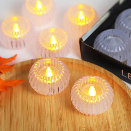 Set Of 12 Led Crystal-effect Flameless Smokeless Decorative Candles - Zidbik