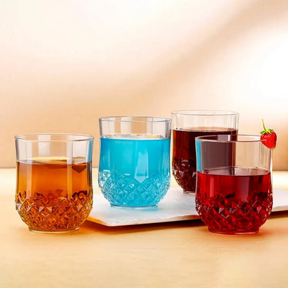 Transparent Diamond-pattern Drinking Glass Set (6 Pc Set) - Zidbik