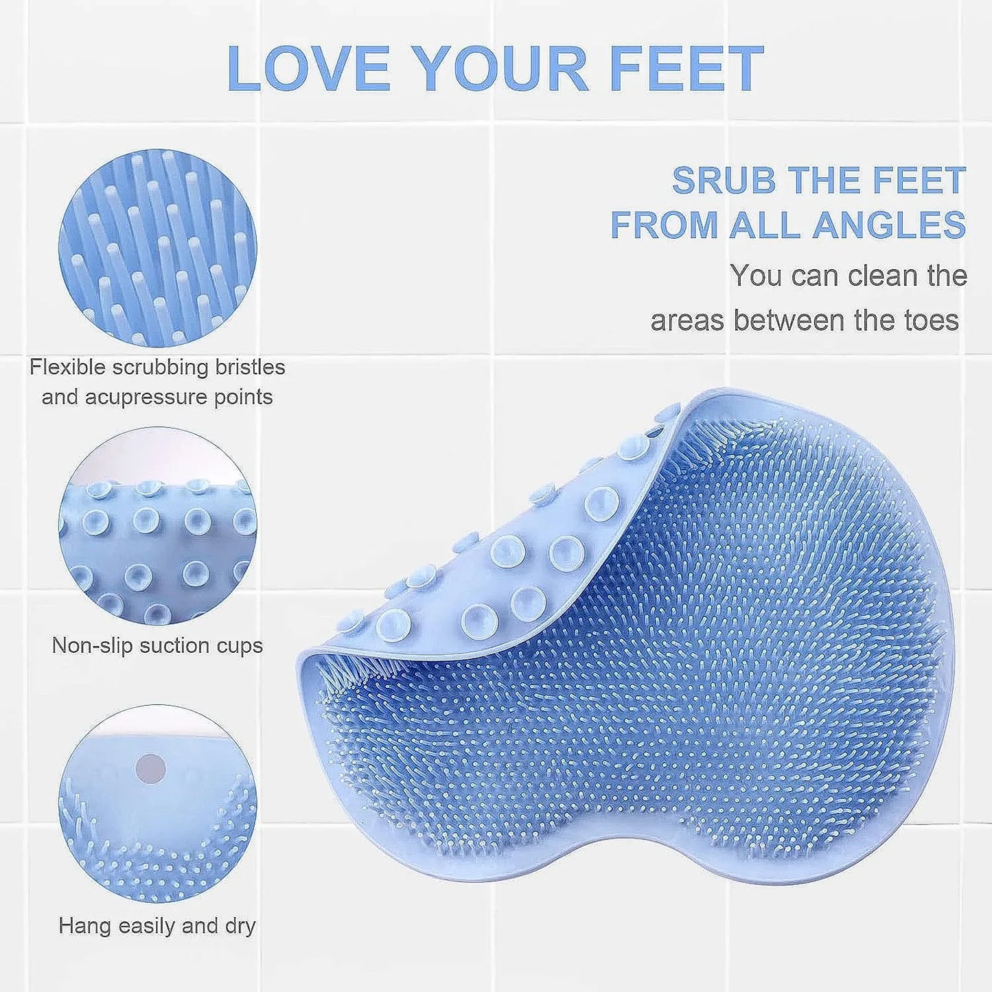 9310 Silicone Bath Massage Cushion With Suction Cup Shower Foot Scubber Brush Foot Bath Mat Scrubber Anti-slip Exfoliating Dead Skin Massage Pad Lazy Wash Feet Bathroom Mat - Zidbik
