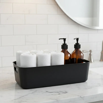 Black Plastic Storage Basket Tray Set (4 Pcs) - Zidbik
