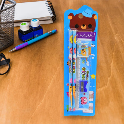 4580 Cartoon Wooden Pencil Set For Kids Boys Return Gifts Birthday Party Space Stationary Set Pencil Eraser Sharpener Combo Kit For Kids Boys - Zidbik