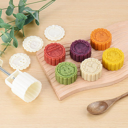 Mooncake Press Mold With 4 Stamps Set - Zidbik