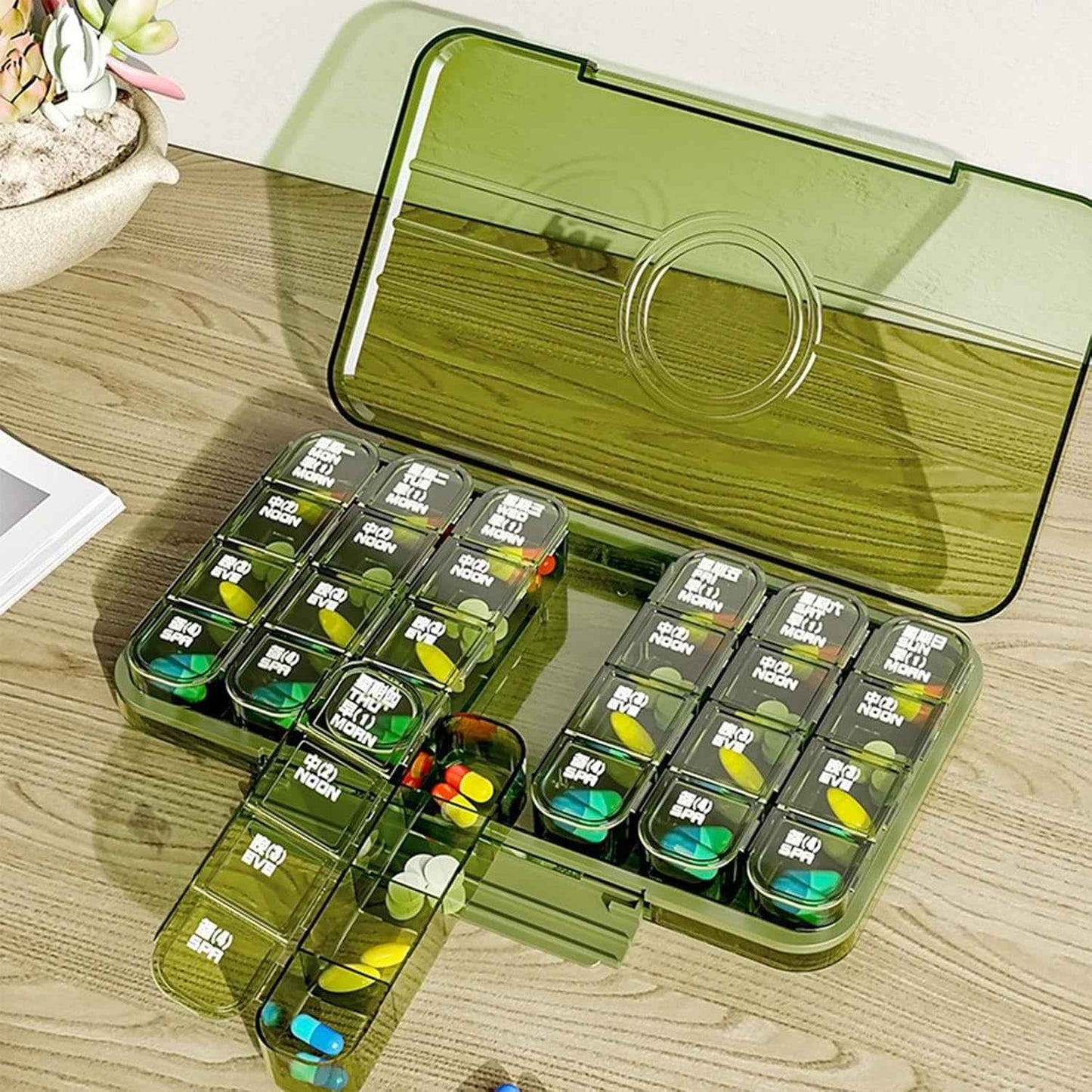 Portable Pill Box Organizer - Weekly Pill Keeper with 21 Grid Container (1 Pc)