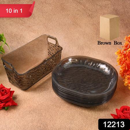 Plastic Household Plates Dinner Plates Dish Tray Skewer Bone Plate Set (10 Pcs Set) - Zidbik