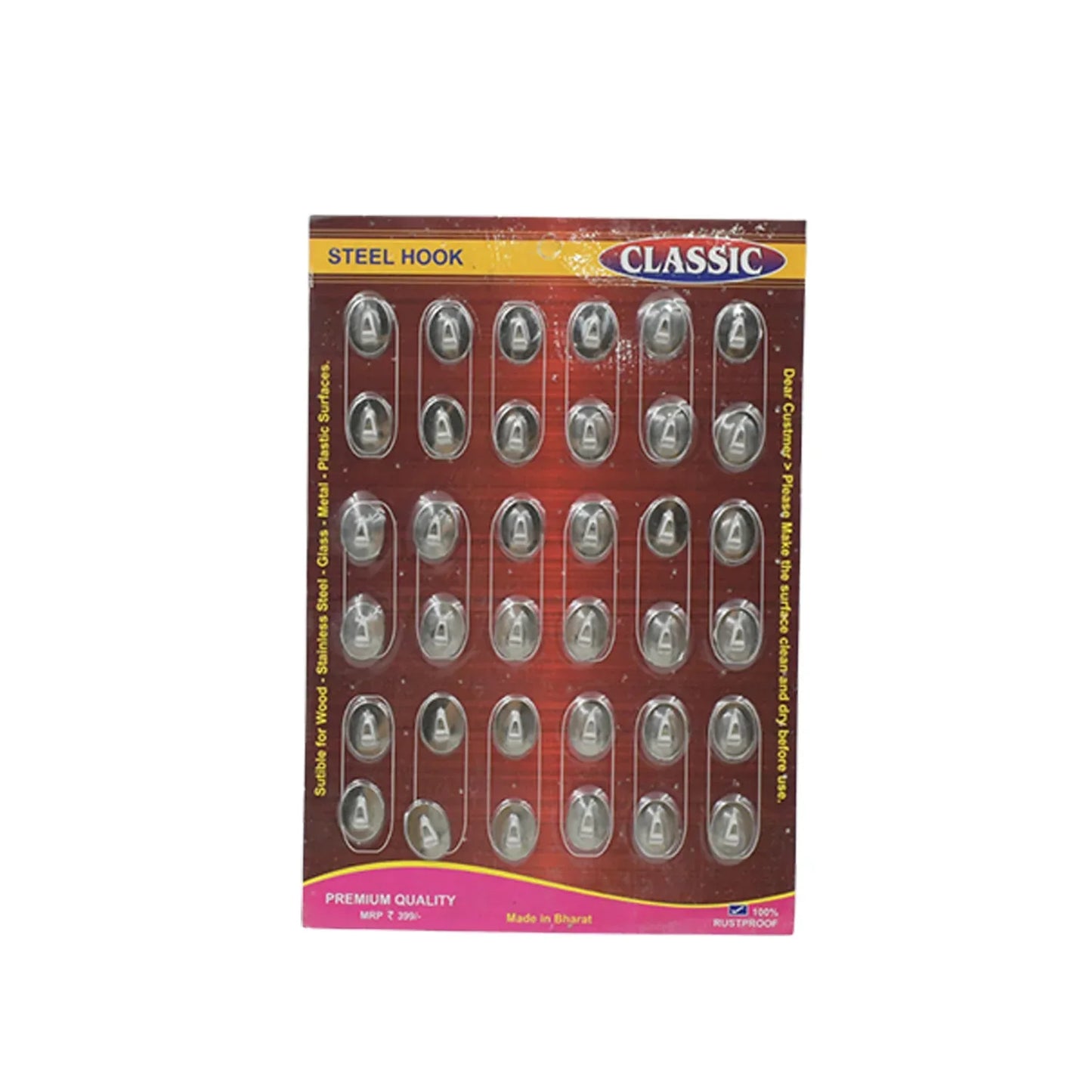 9417 Multipurpose Small Stainless Steel Wall Hanging Hook 36 Pc Self Adhesive Stainless Steel Heavy Duty Wall Hooks For Hanging Clothes Calender Bathroom Tiles Kitchen Key Hange (36 Pc Set) - Zidbik