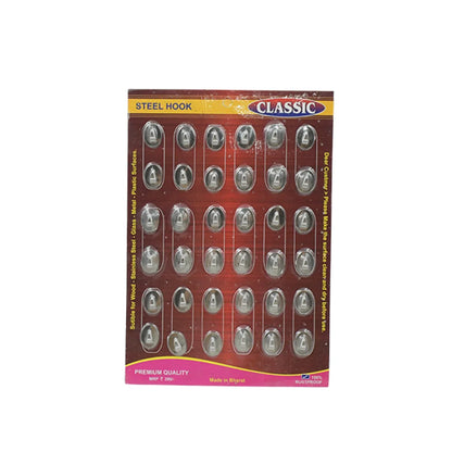 9417 Multipurpose Small Stainless Steel Wall Hanging Hook 36 Pc Self Adhesive Stainless Steel Heavy Duty Wall Hooks For Hanging Clothes Calender Bathroom Tiles Kitchen Key Hange (36 Pc Set) - Zidbik
