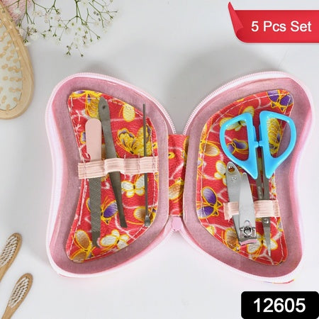 12605 5-in-1 Stainless Steel Professional Manicure Set with Nail Cutter, Scissors & Grooming Tools - Zidbik