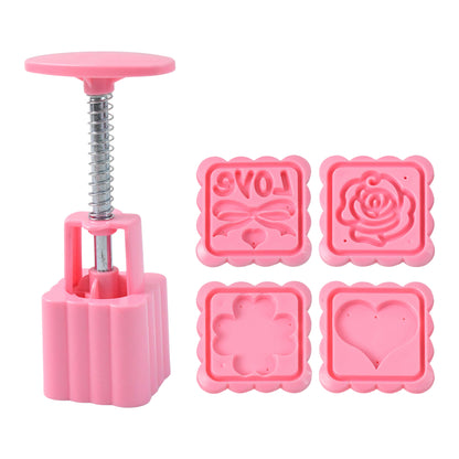 Multipurpose Cookie Biscuit Stamp Mold Set With Press Handle - Zidbik