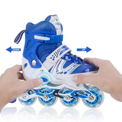 7554 Inline Skates With Led Flashing Light Wheel With Adjustable Length Skate Premium High Quality Skates Pair - Zidbik