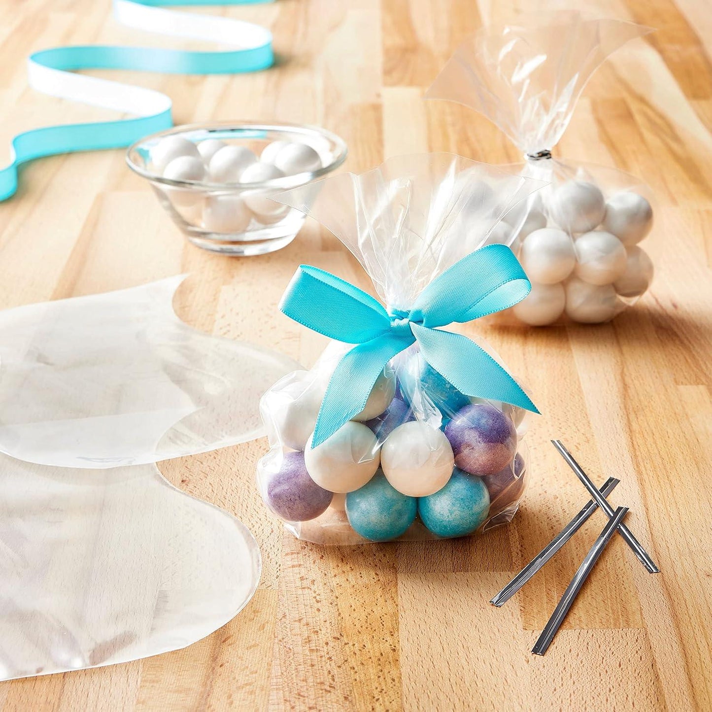 Clear Cookie Bags Gift Bag Clear Flat Treat Bags (50 Pc Set) - Zidbik