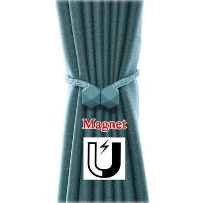 1441 Hexagonal Magnetic Braided Rope Drapery Window Curtains Loop Binding Ties Buckle (2 Pc) - Zidbik