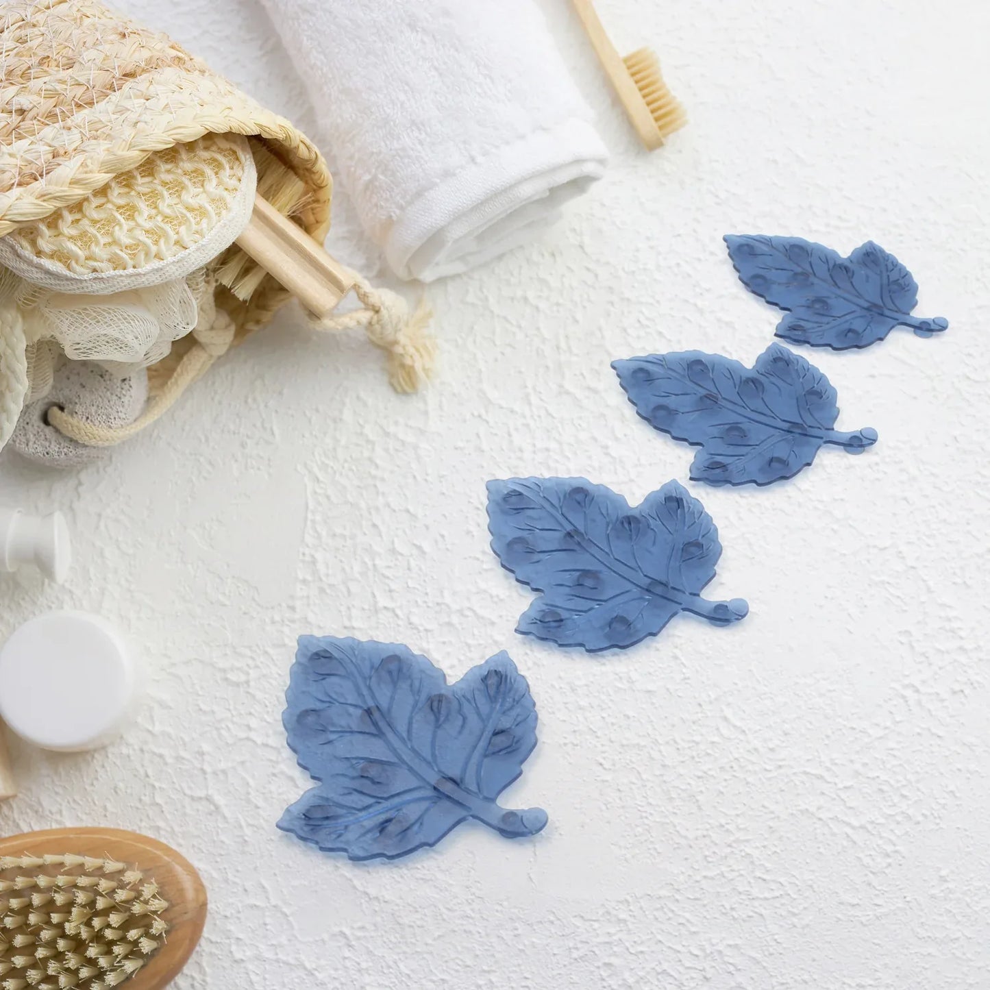 Mini Pvc Anti-slip Bat Mat Non Slip Baby Bath Mats Mini Child Safety Anti Slip Shower Mats Star Leaf Shaped For Kids (4 Pc Set) - Zidbik