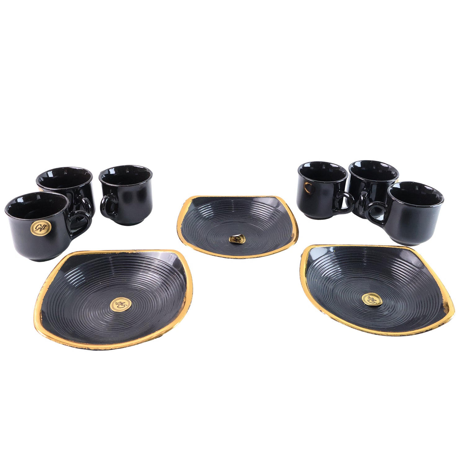 8237 Sweet Buzz Ceramic Tea  Cups  Mug Set With Seashell Shape Serving Bowl Milk Cup Coffee Cup Tea Cup Breakfast Cup Drinking Mug Or Outdoor For Household Gift For Birthday Wedding Party (8 Pcs Set) - Zidbik