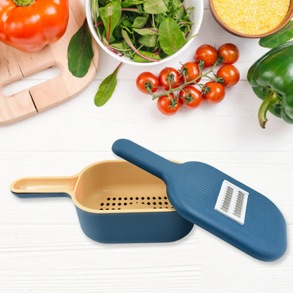 Vegetable Slicer Cutter - 6 Blades Kitchen Accessories Tools  Appliances With Container  Handle (1 Set) - Zidbik
