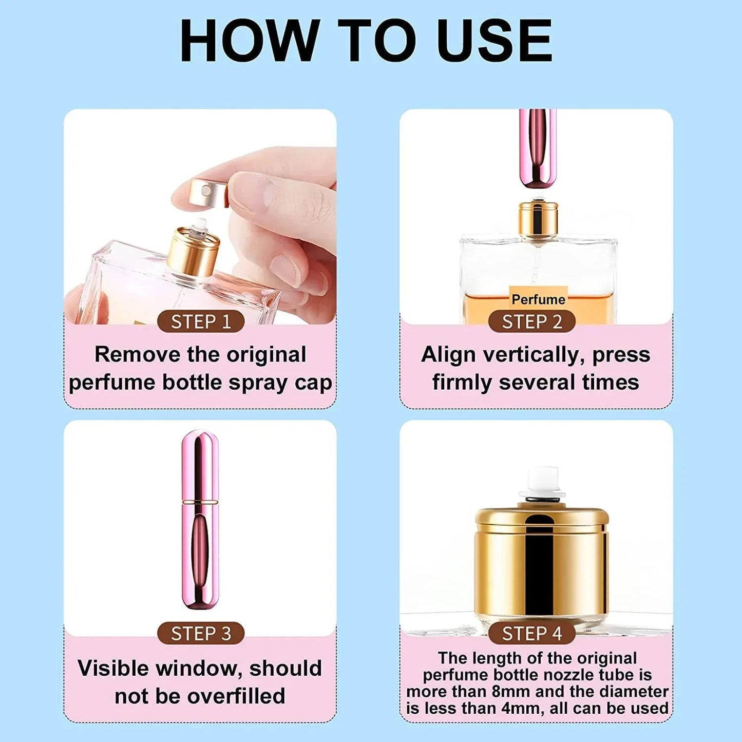 Mini Portable Perfume Empty Spray Bottle (1 Pc Mix Color) - Zidbik