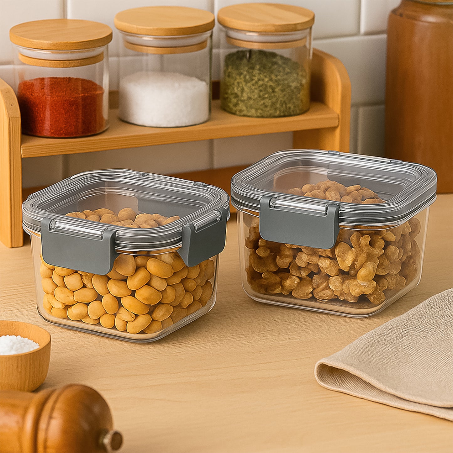 Apex Press N Lock Airtight Food Storage Container Set (2pc450ml) Approx - Zidbik