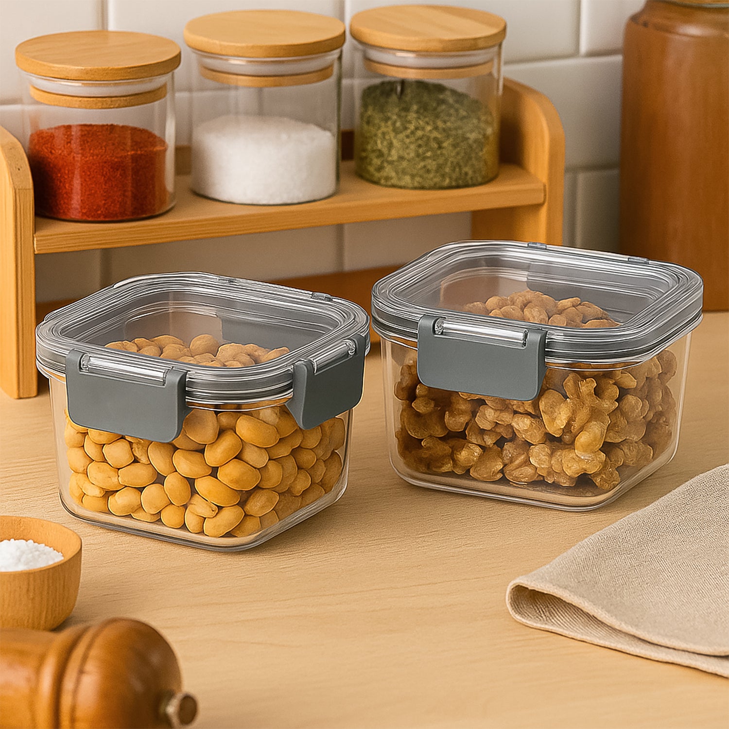 Apex Press N Lock Airtight Food Storage Container Set (2pc450ml) Approx - Zidbik