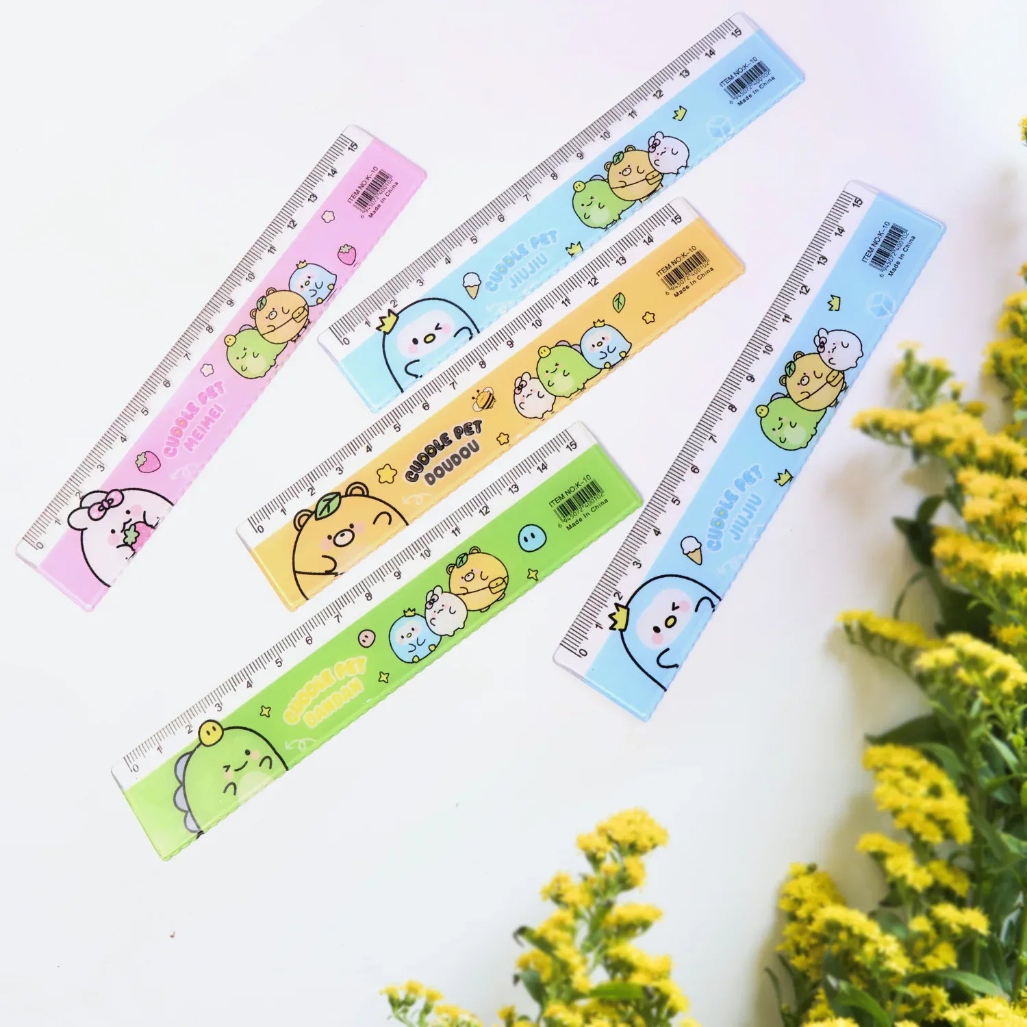 Premium Cute Cartoon Plastic Ruler Set For Kids (5 Pc) - Zidbik
